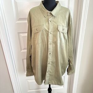 Wrangler 3XL Olive‎ Green Long Sleeve Button Front Shirt Menswear